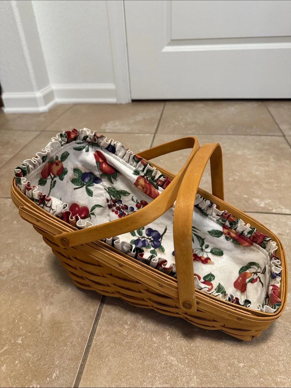 Longaberger Handwoven Natural Brown asymmetrical Woven Basket